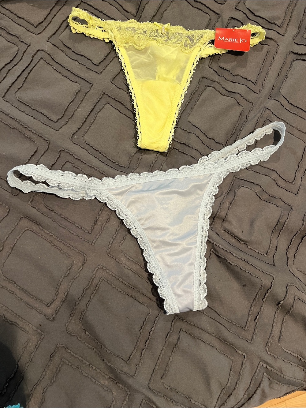 2 pair of Marie Jo Yellow & White Lace-Trim Thong Pack
